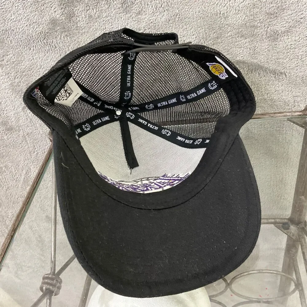 Ultra Game Los Angeles Lakers Trucker Hat Snapback Mesh Cap Black EUC
